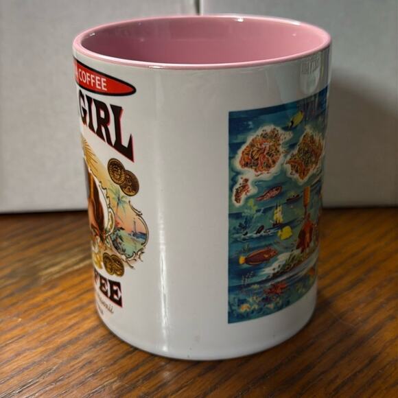 NWT Hula Girl Coffee Hawaii White Pink Coffee Mug 11 Ounces - Picture 2 of 6